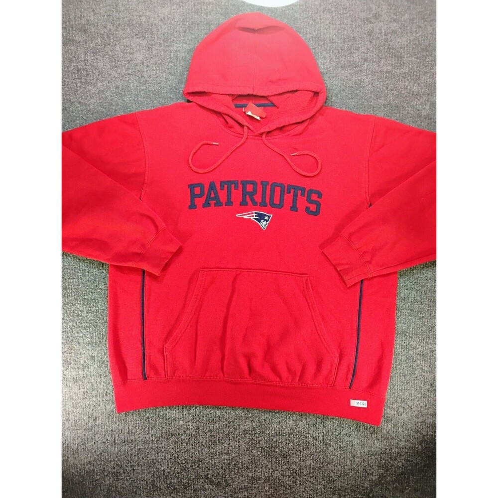 New England Patriots NFL Red Pullover Hoodie Sweatshirt Embroidered Logo Mens